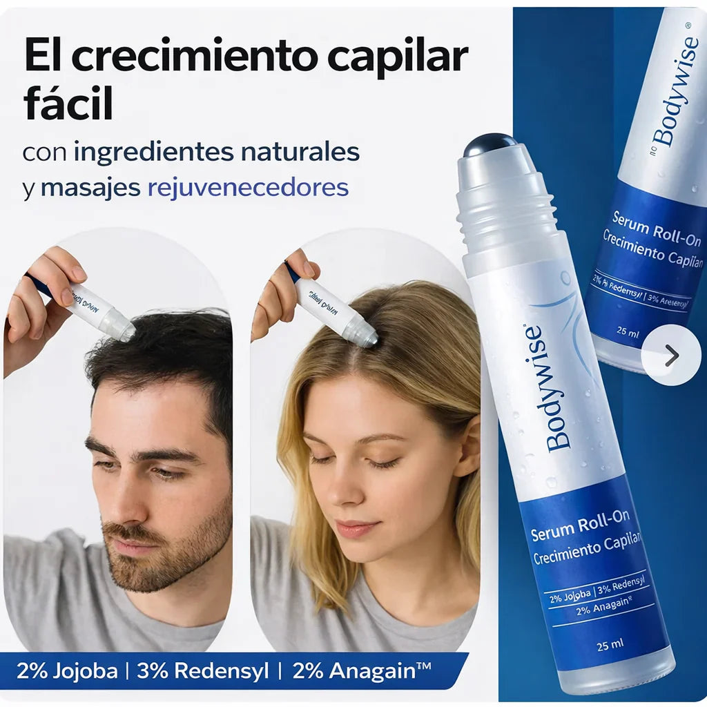 BODYWISE™: Roll On Capilar de Triple Acción que Reactiva Folículos y Fortalece el Crecimiento del Cabello