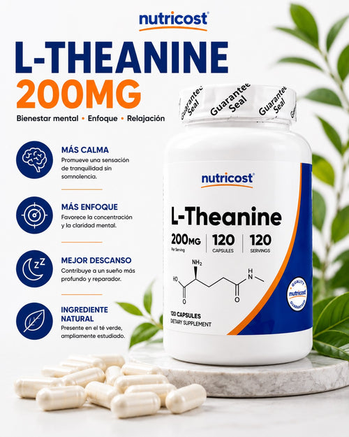 L-Theanine 200 mg | Calma, Enfoque y Bienestar ⭐